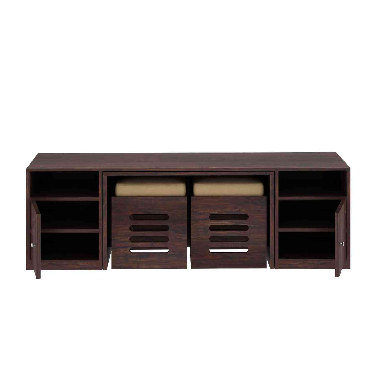 Maria Solid Sheesham Wood TV Unit With Coffee Table (Walnut Finish)