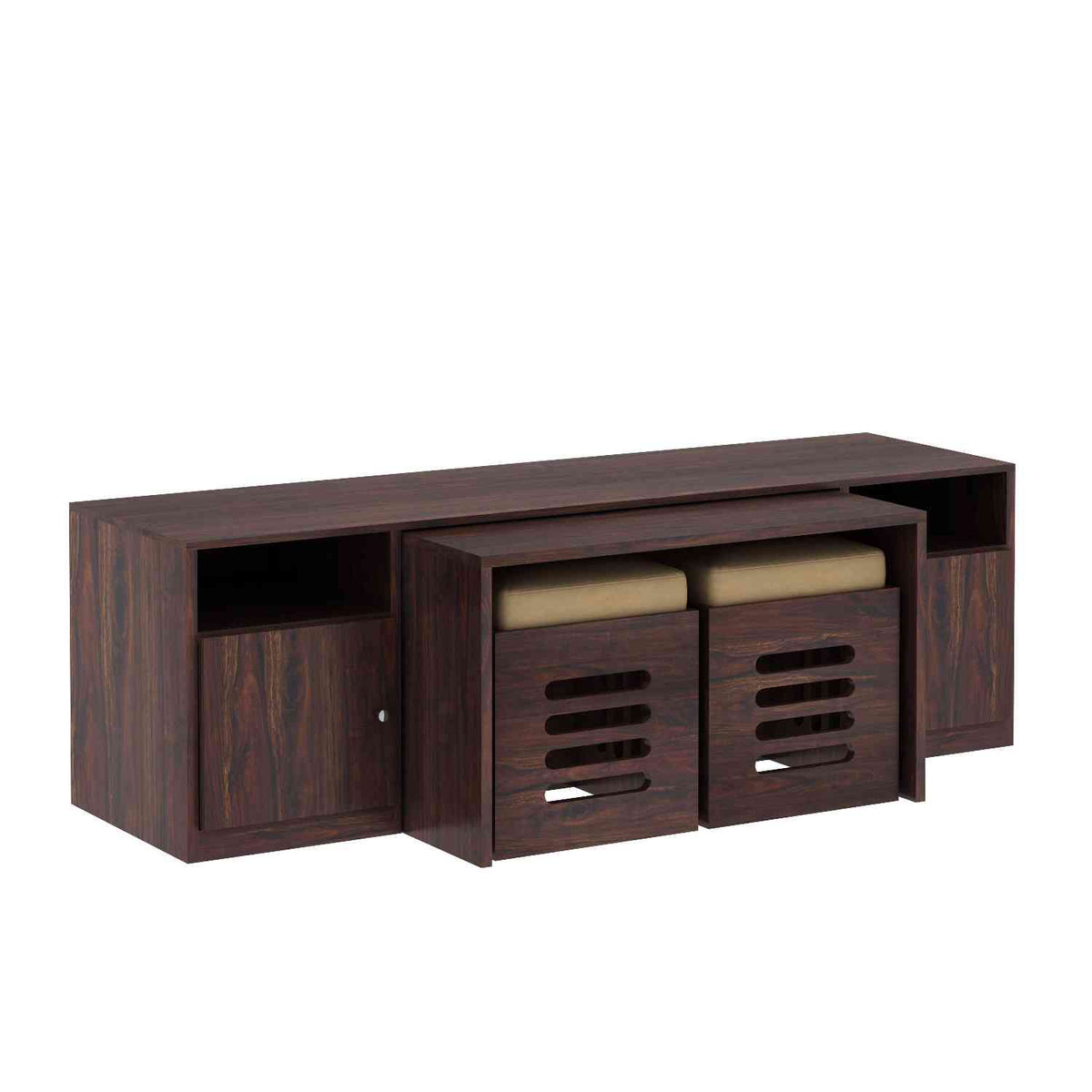 Maria Solid Sheesham Wood TV Unit With Coffee Table (Walnut Finish)