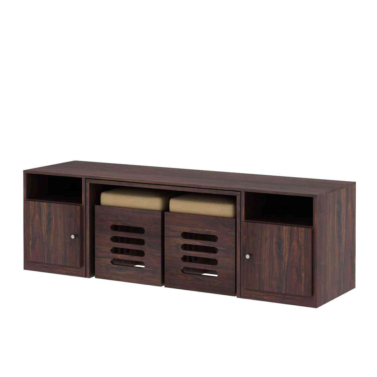 Maria Solid Sheesham Wood TV Unit With Coffee Table (Walnut Finish)