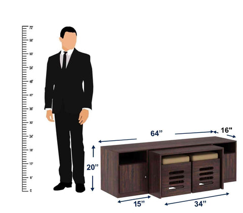 Maria Solid Sheesham Wood TV Unit With Coffee Table (Walnut Finish)