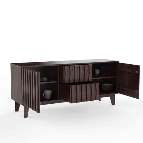 Maurice Solid Sheesham Wood Sideboard (Walnut Finish)