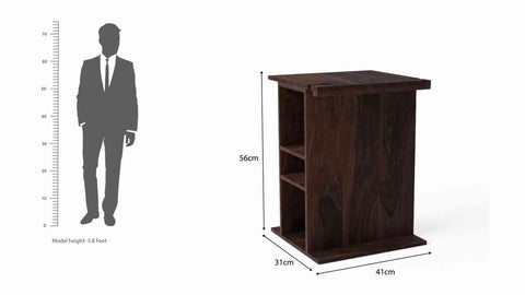 Mobell Solid Sheesham Wood Side End Table (Walnut Finish)