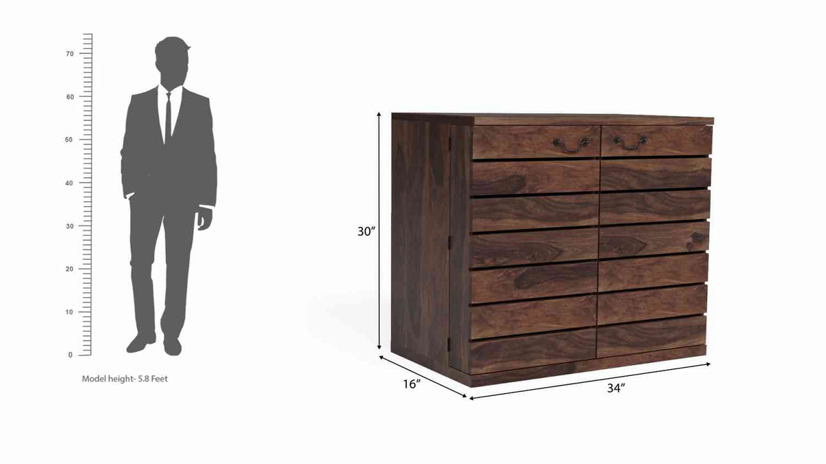 Feelinn Solid Sheesham Wood Bar Cabinet (Walnut Finish)