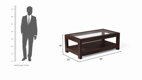 Livinn Solid Sheesham Wood Coffee Table (Walnut Finish)
