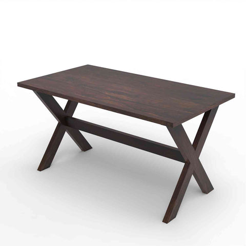 Prio Solid Sheesham Wood 6 Seater Dining Set (With Cushion, Walnut Finish)