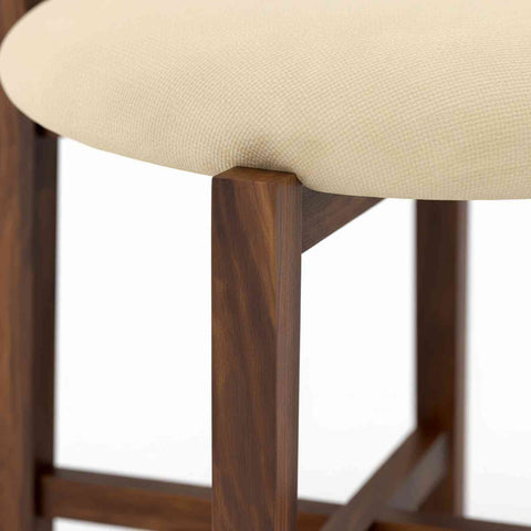 Prio Solid Sheesham Wood 6 Seater Dining Set (With Cushion, Walnut Finish)