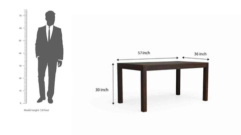 Due Solid Sheesham Wood Six Seater Dining Set (Walnut Finish)