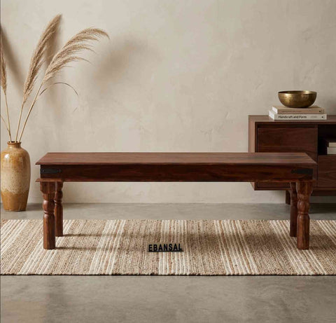 Ajmer Solid Sheesham Wood 3 Seater Bench (Walnut Finish)