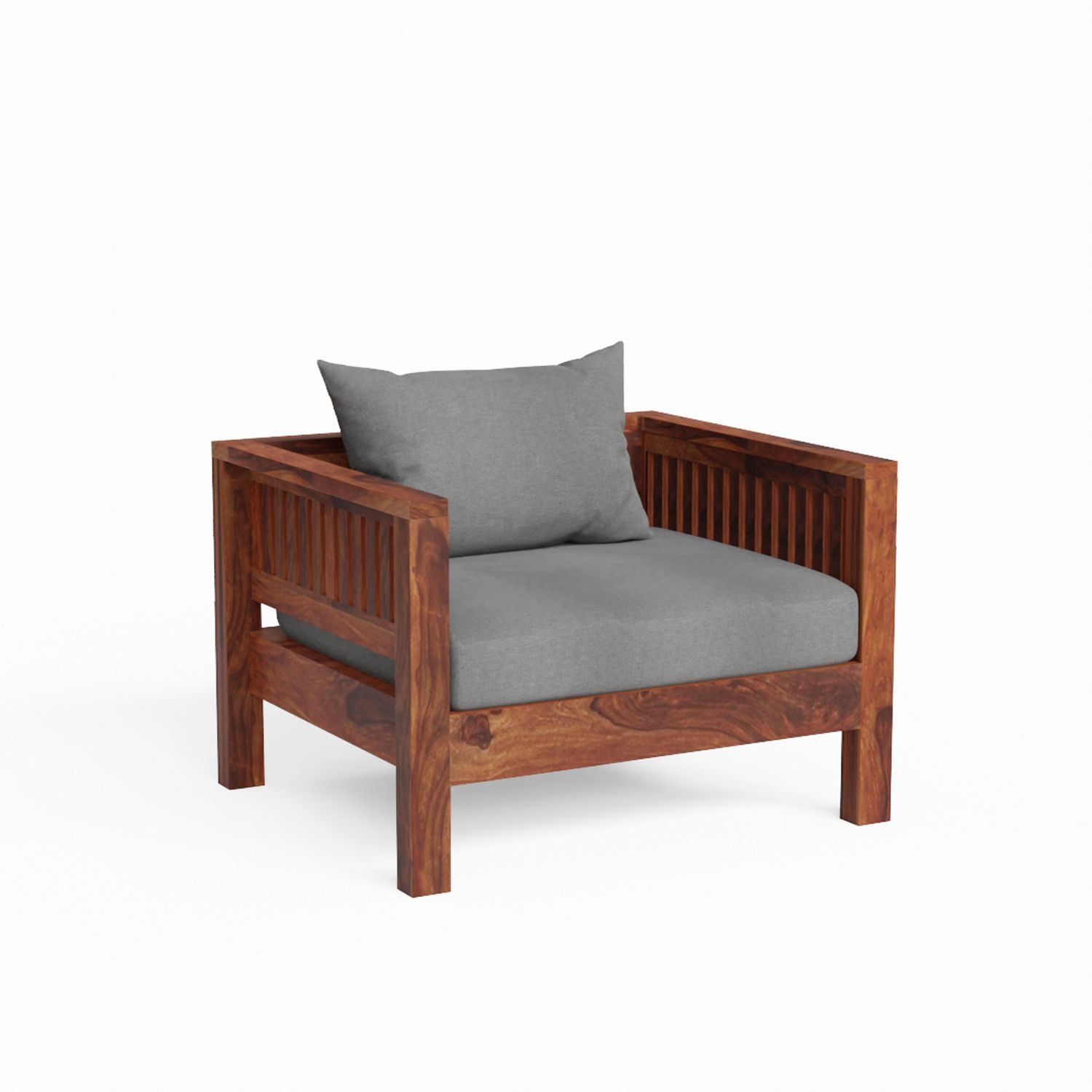 Essen Solid Sheesham Wood Single Seater Sofa (Natural Finish)