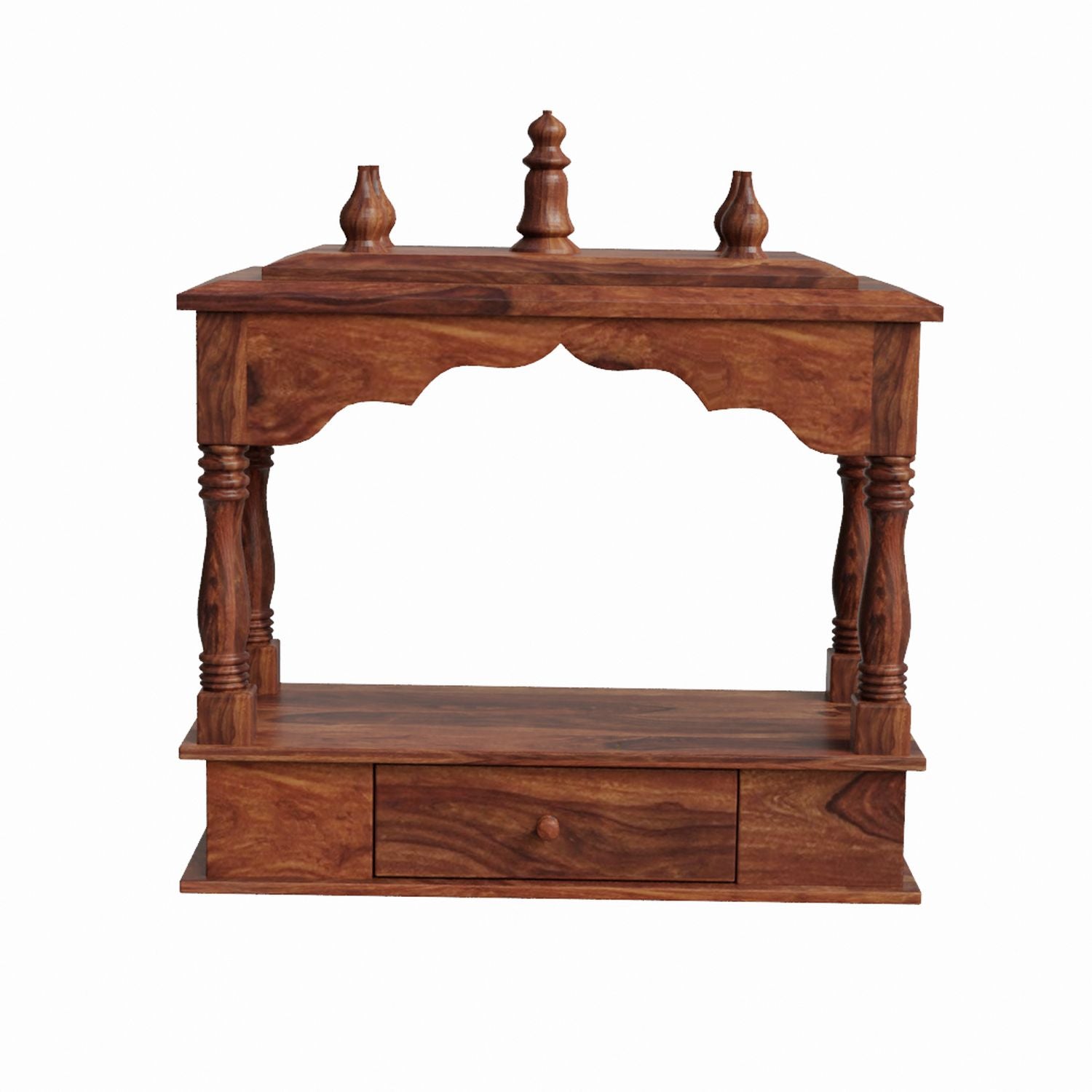 Pray2god Solid Sheesham Wood Temple for Home (Natural Finish)