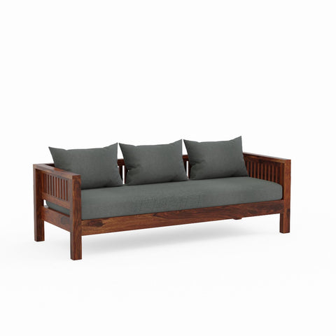 Essen Solid Sheesham Wood 3 Seater Sofa (Natural Finish)