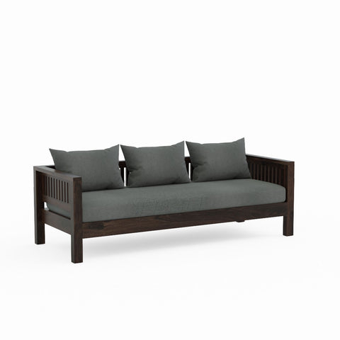 Essen Solid Sheesham Wood 3 Seater Sofa (Walnut Finish)