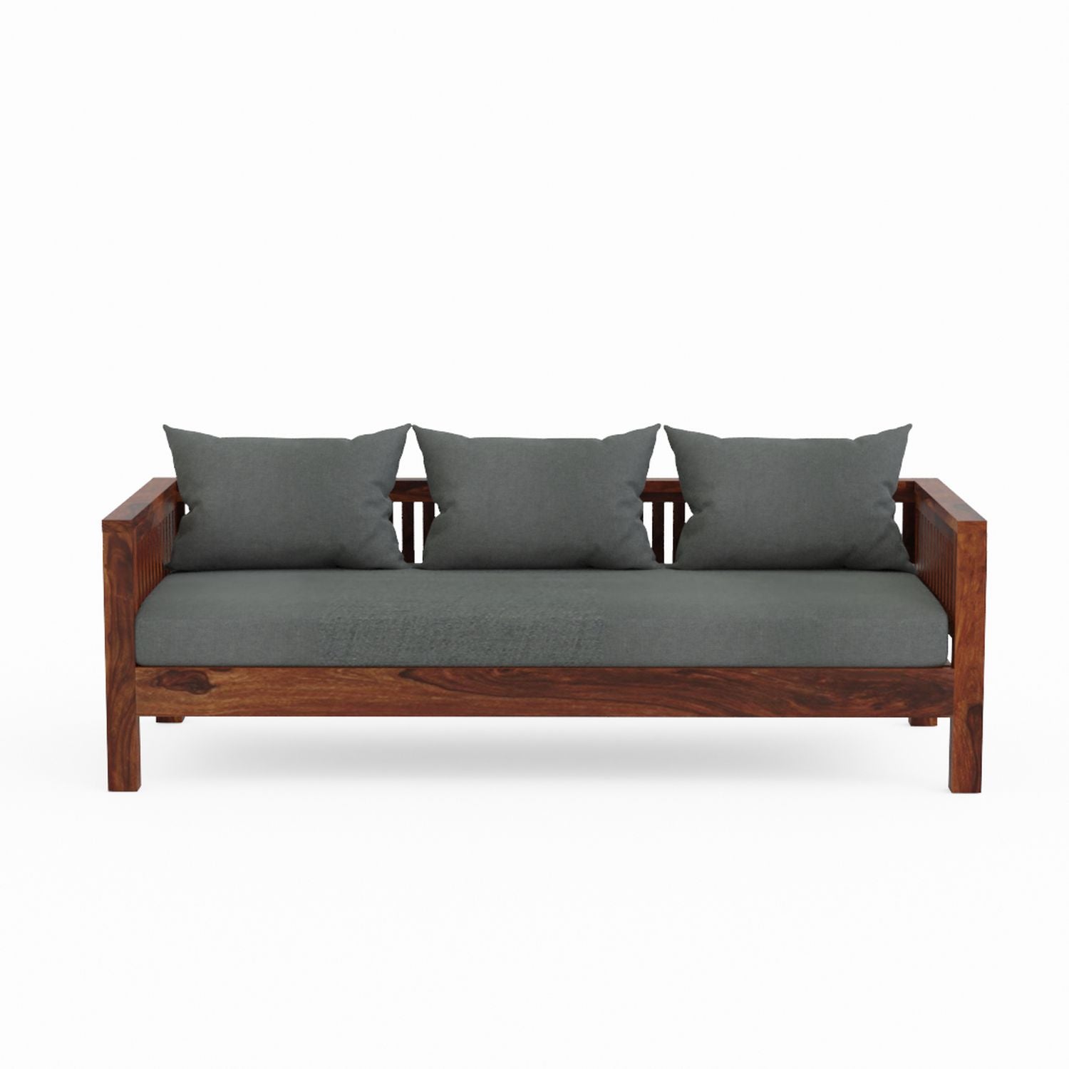 Essen Solid Sheesham Wood 3 Seater Sofa (Natural Finish)