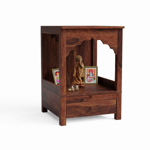 Connect2god Solid Sheesham Wood Temple for Home (Natural Finish)