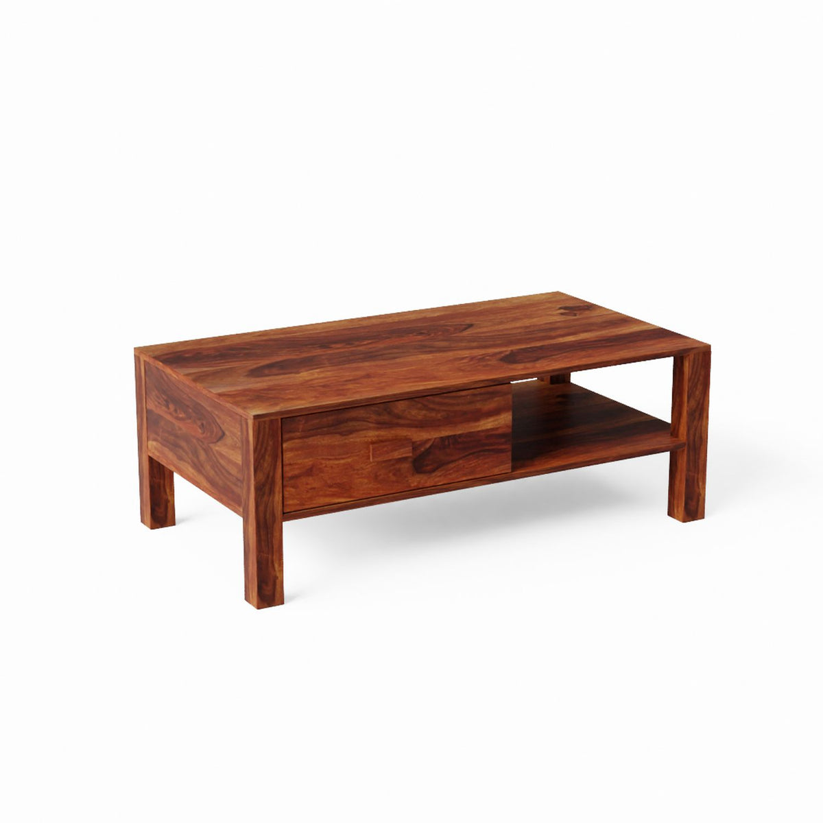 Woodwing Solid Sheesham Wood Coffee Table (Natural Finish)