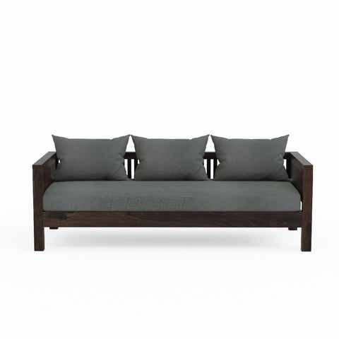 Essen Solid Sheesham Wood 3 Seater Sofa (Walnut Finish)