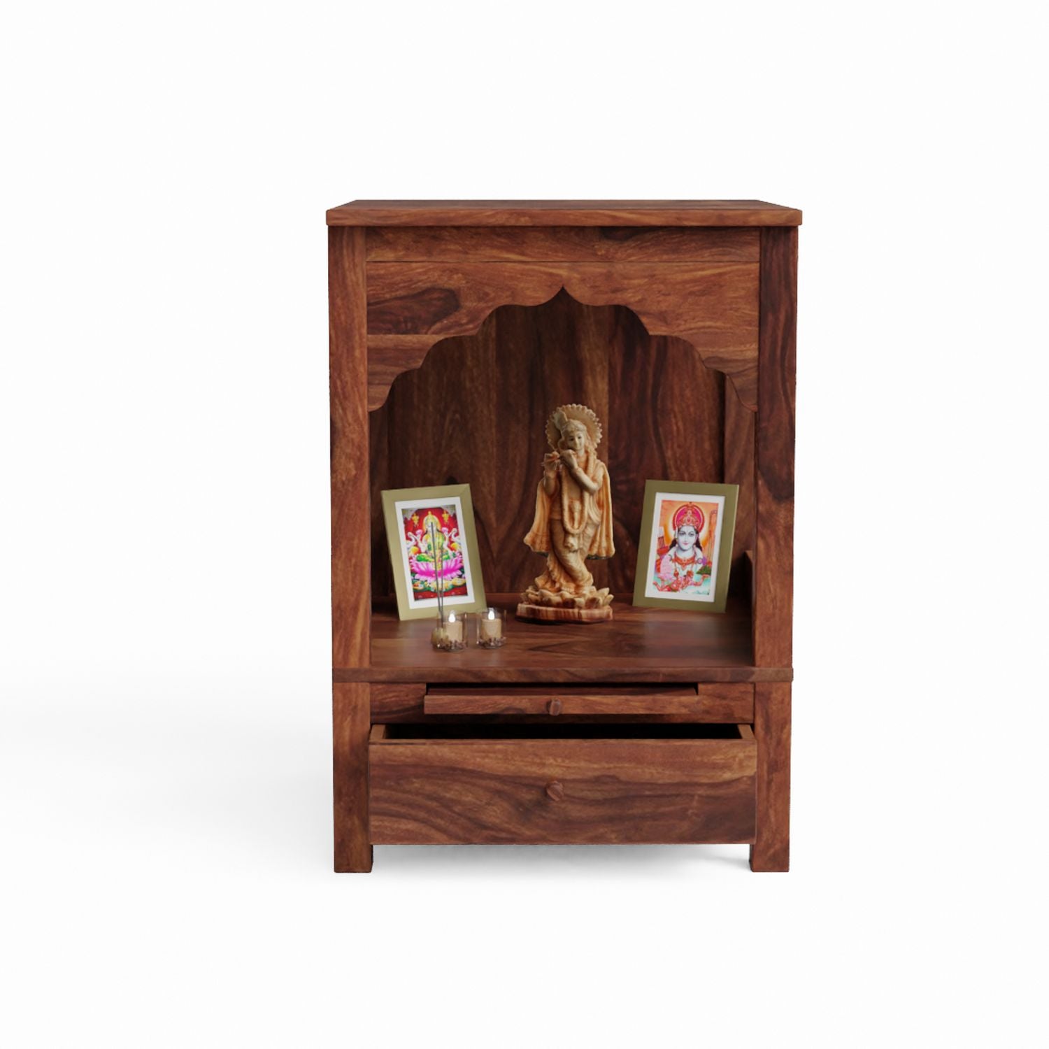 Connect2god Solid Sheesham Wood Temple for Home (Natural Finish)
