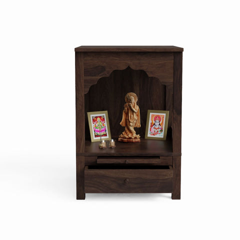 Connect2god Solid Sheesham Wood Temple for Home (Walnut Finish)