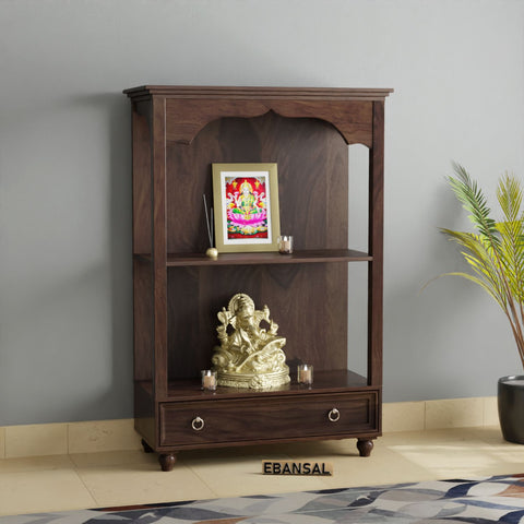 Aarti Solid Sheesham Wood Temple for Home (Walnut Finish)