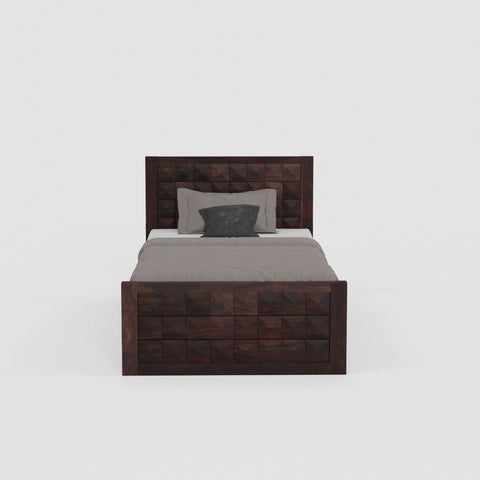 Sofia Solid Sheesham Wood Single Bed With One Drawer (Walnut Finish)