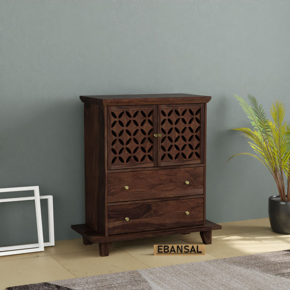 Sidhdhi Solid Sheesham Wood Temple for Home (Walnut Finish)