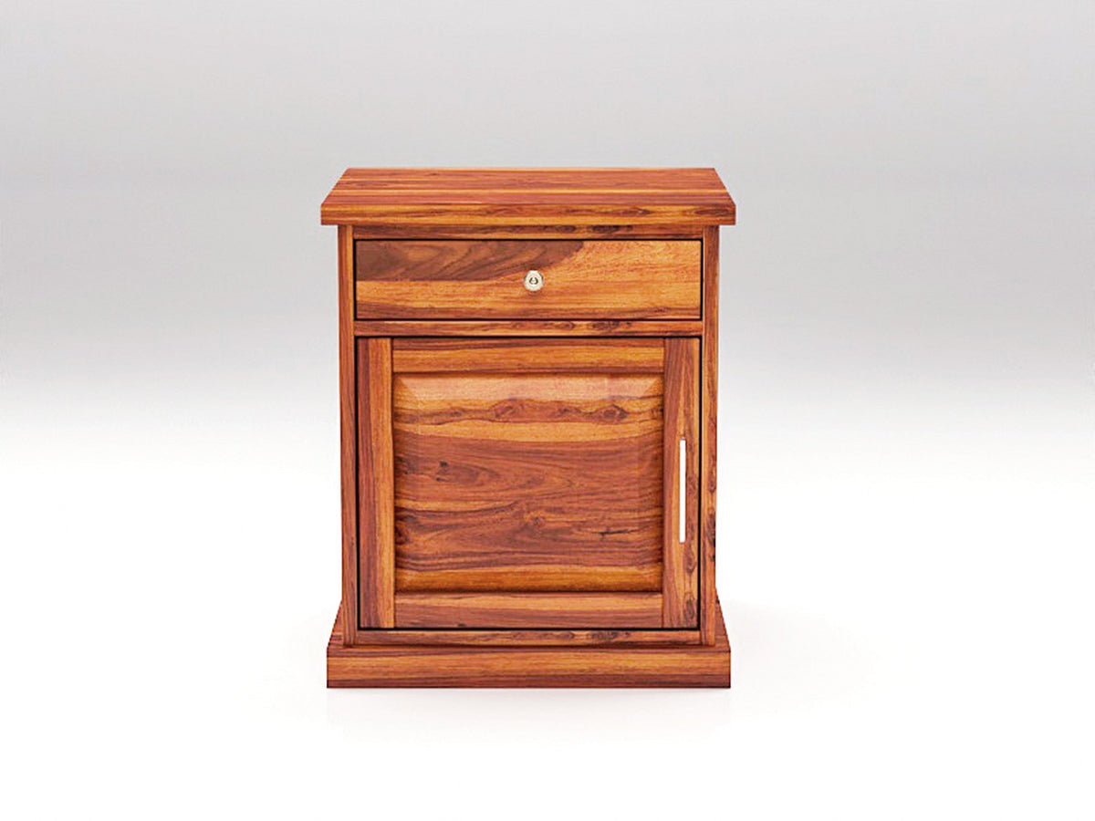 Woodwing Solid Sheesham Wood Bedside Table (Natural Finish)