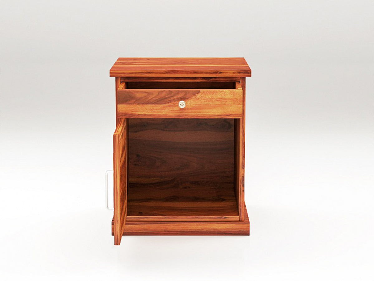 Woodwing Solid Sheesham Wood Bedside Table (Natural Finish)