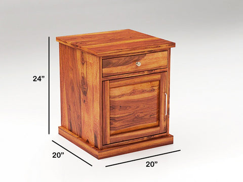 Woodwing Solid Sheesham Wood Bedside Table (Natural Finish)
