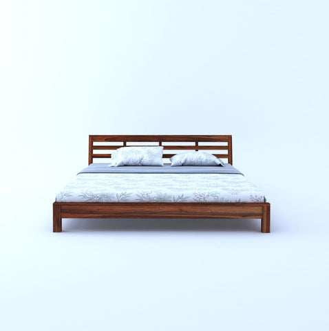 Essen Solid Sheesham Wood Bed Without Storage (Queen Size, Natural Finish)