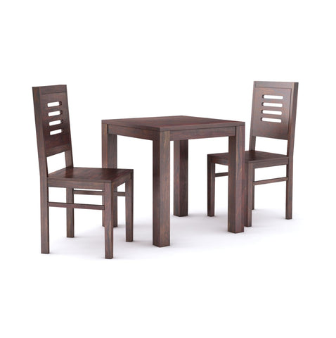 Due Solid Sheesham Wood Two Seater Dining Set (Plan Chairs, Walnut Finish)