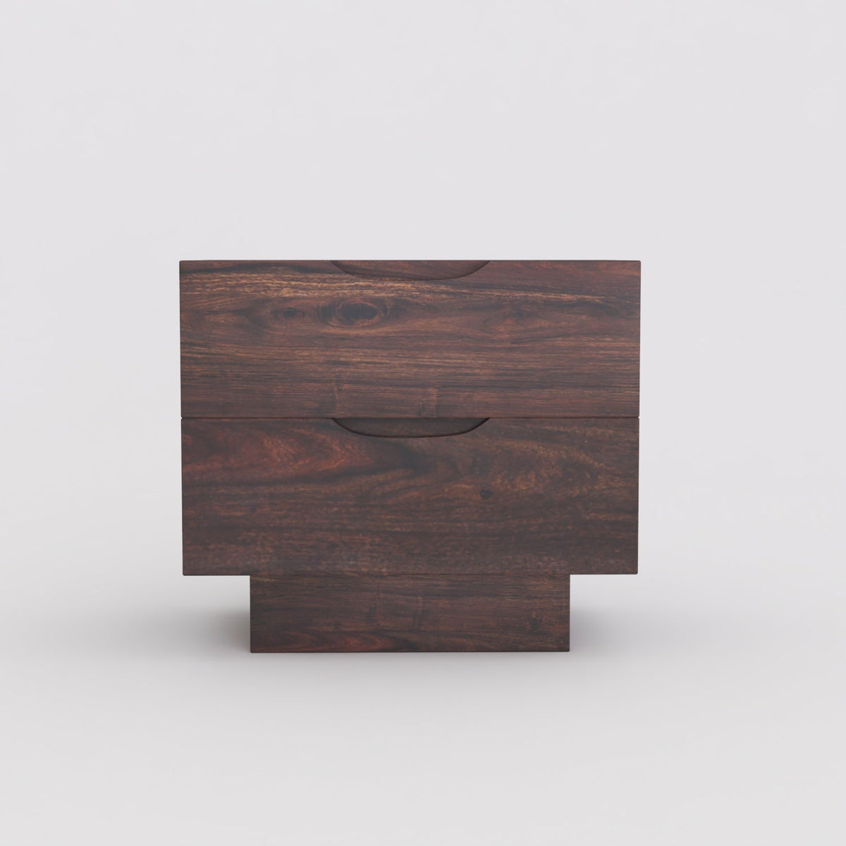 Maria Solid Sheesham Wood Bedside Table With Two Drawers (Walnut Finish)