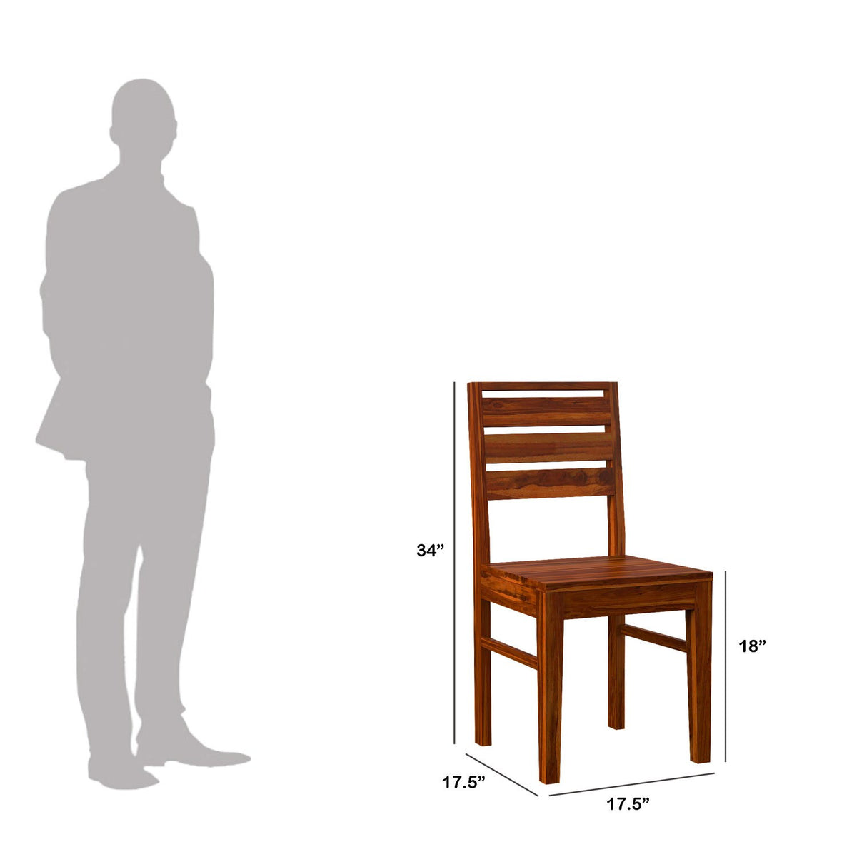Feelinn Solid Sheesham Wood Chair (Without Cushion, Natural Finish)
