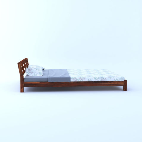 Essen Solid Sheesham Wood Bed Without Storage (Queen Size, Natural Finish)