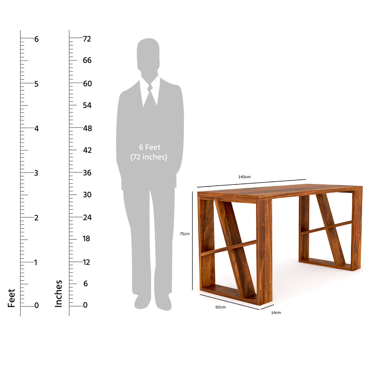 Maurice Solid Sheesham Wood Study Table (Plus, Natural Finish)