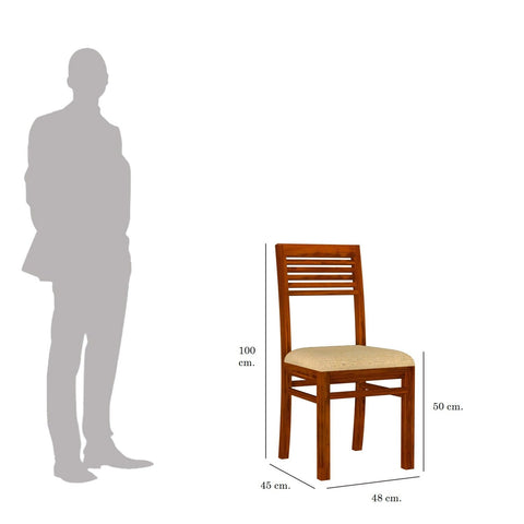 Dumdum Solid Sheesham Wood Chair With Cushion (Natural Finish)
