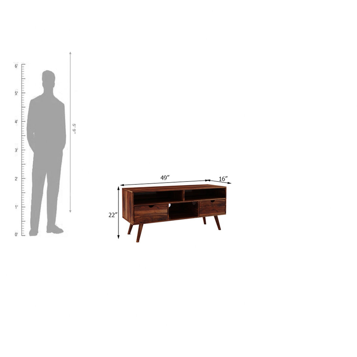 Essen Solid Sheesham Wood TV Unit (Natural Finish)