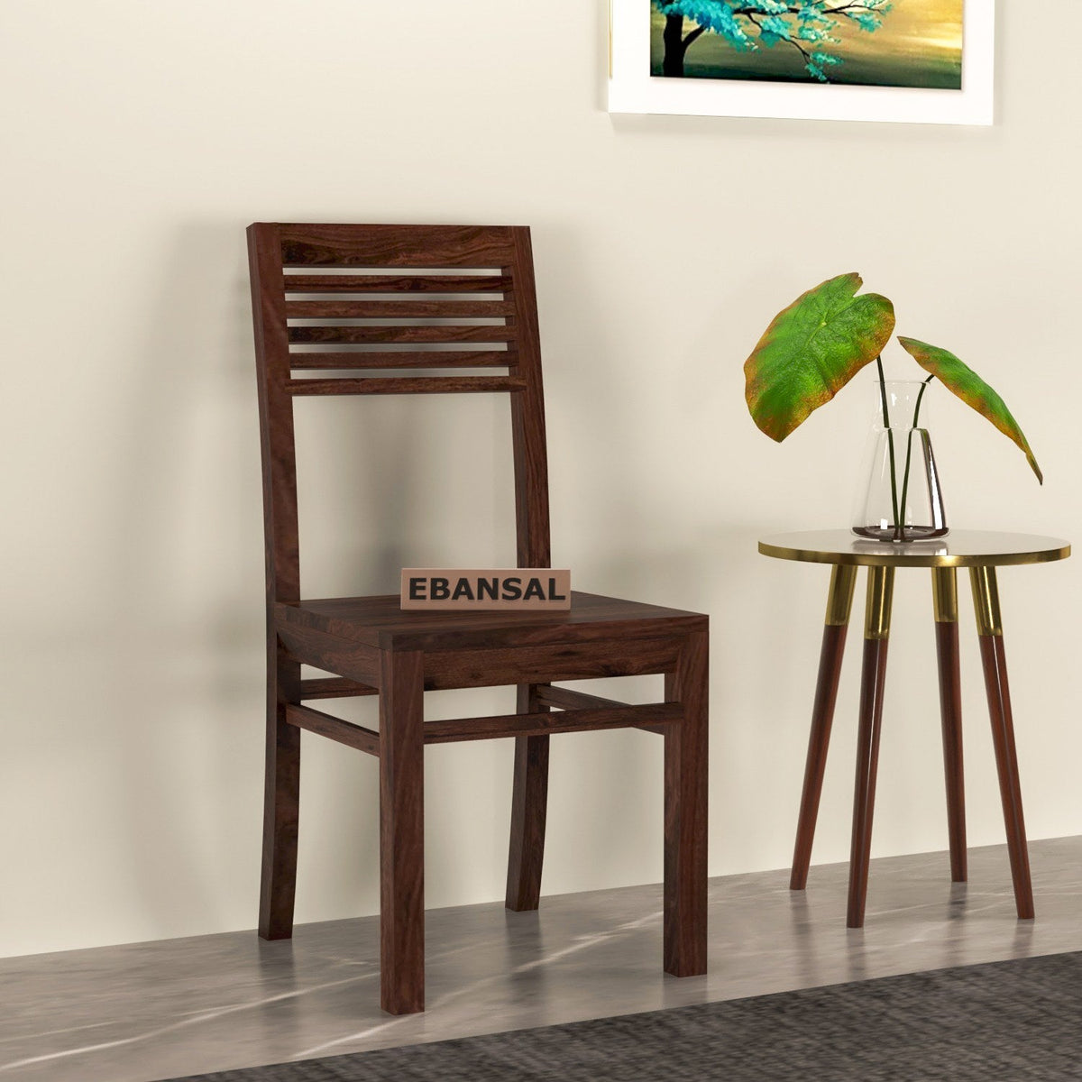 Dumdum Solid Sheesham Wood Chair (Walnut Finish)