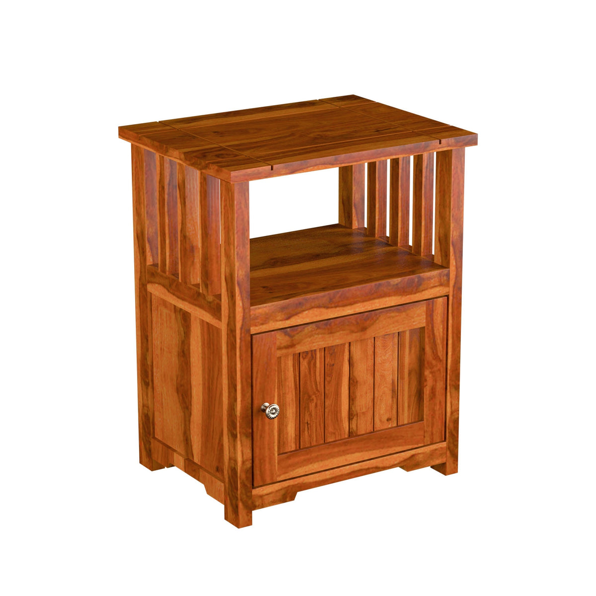 Trinity Solid Sheesham Wood Bedside Table (Natural Finish)