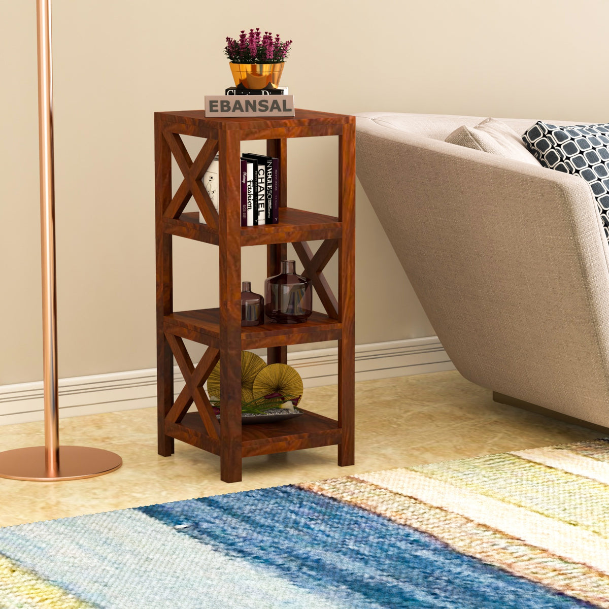 Prio Solid Sheesham Wood Side End Table (Natural Finish)