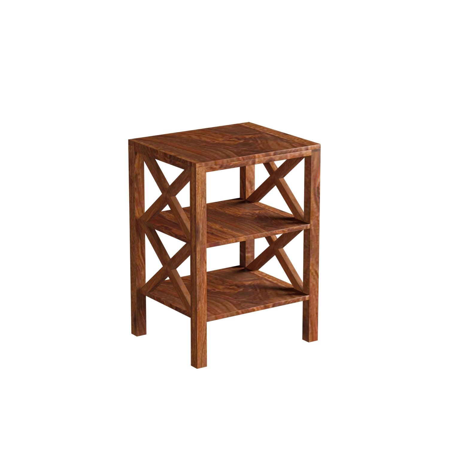 Prio Solid Sheesham Wood Side End Table (Natural Finish)
