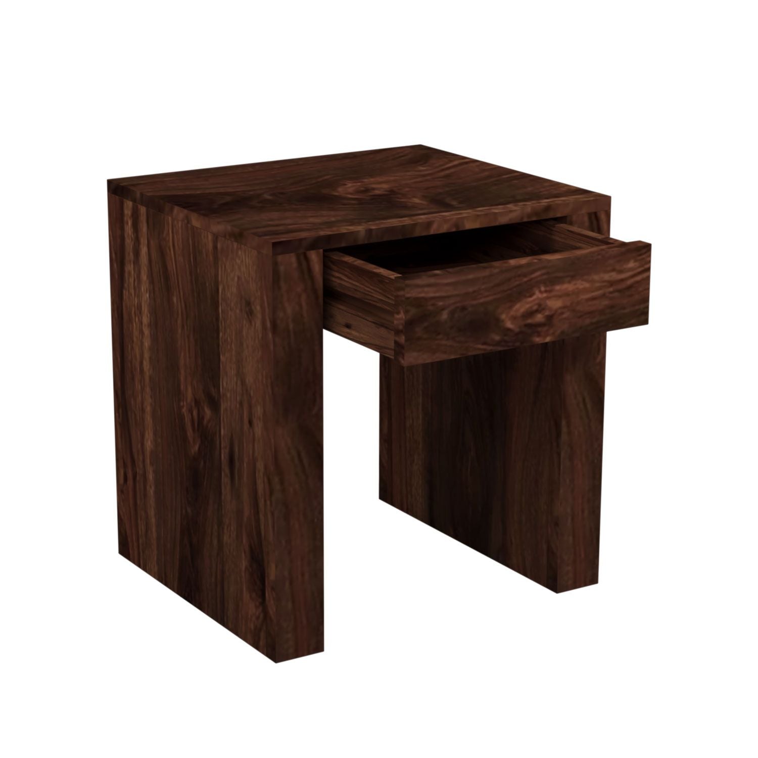 Livinn Solid Sheesham Wood Side End Table (Walnut Finish)