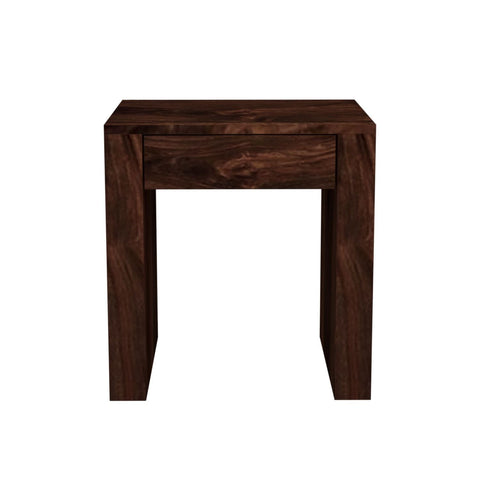 Livinn Solid Sheesham Wood Side End Table (Walnut Finish)