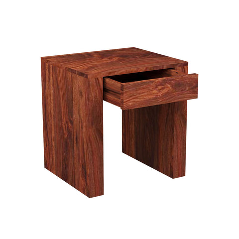 Livinn Solid Sheesham Wood Side End Table (Natural Finish)