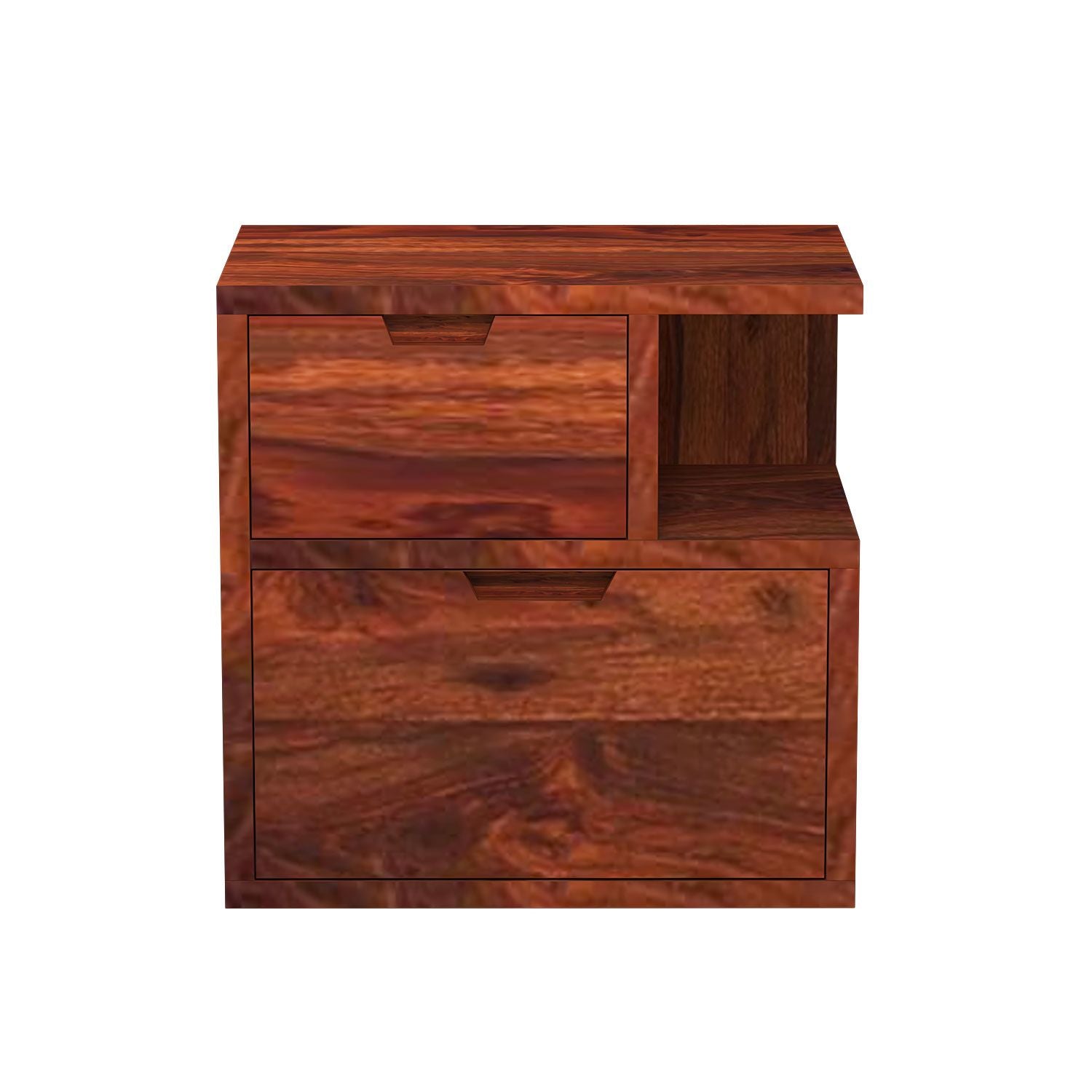 Dumdum Solid Sheesham Wood Bedside Table With Drawers (Natural Finish)