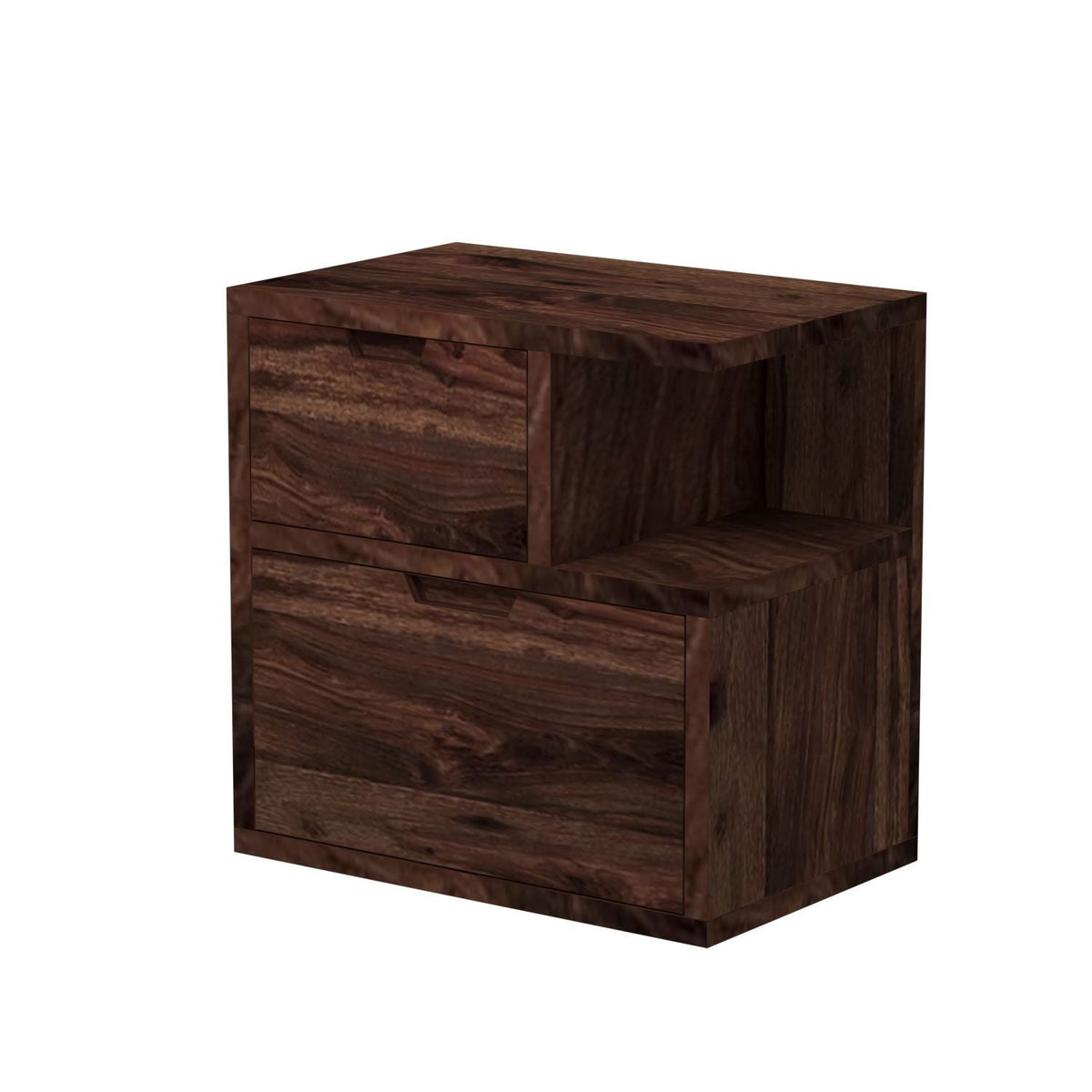 Dumdum Solid Sheesham Wood Bedside Table With Drawers (Walnut Finish)