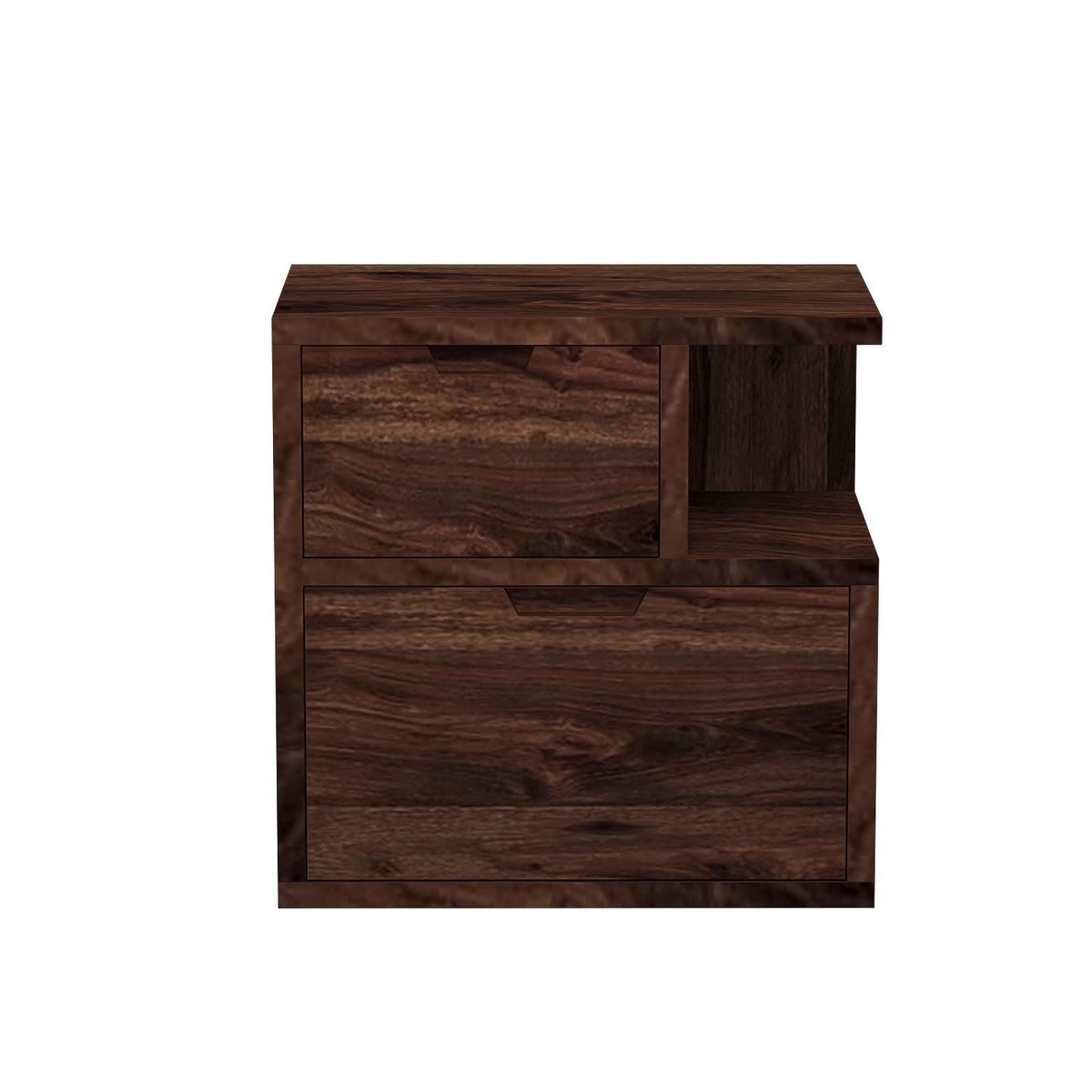 Dumdum Solid Sheesham Wood Bedside Table With Drawers (Walnut Finish)