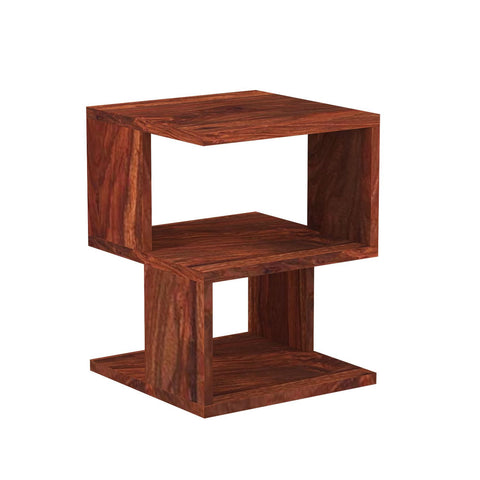 Revista Solid Sheesham Wood Side End Table (Natural Finish)
