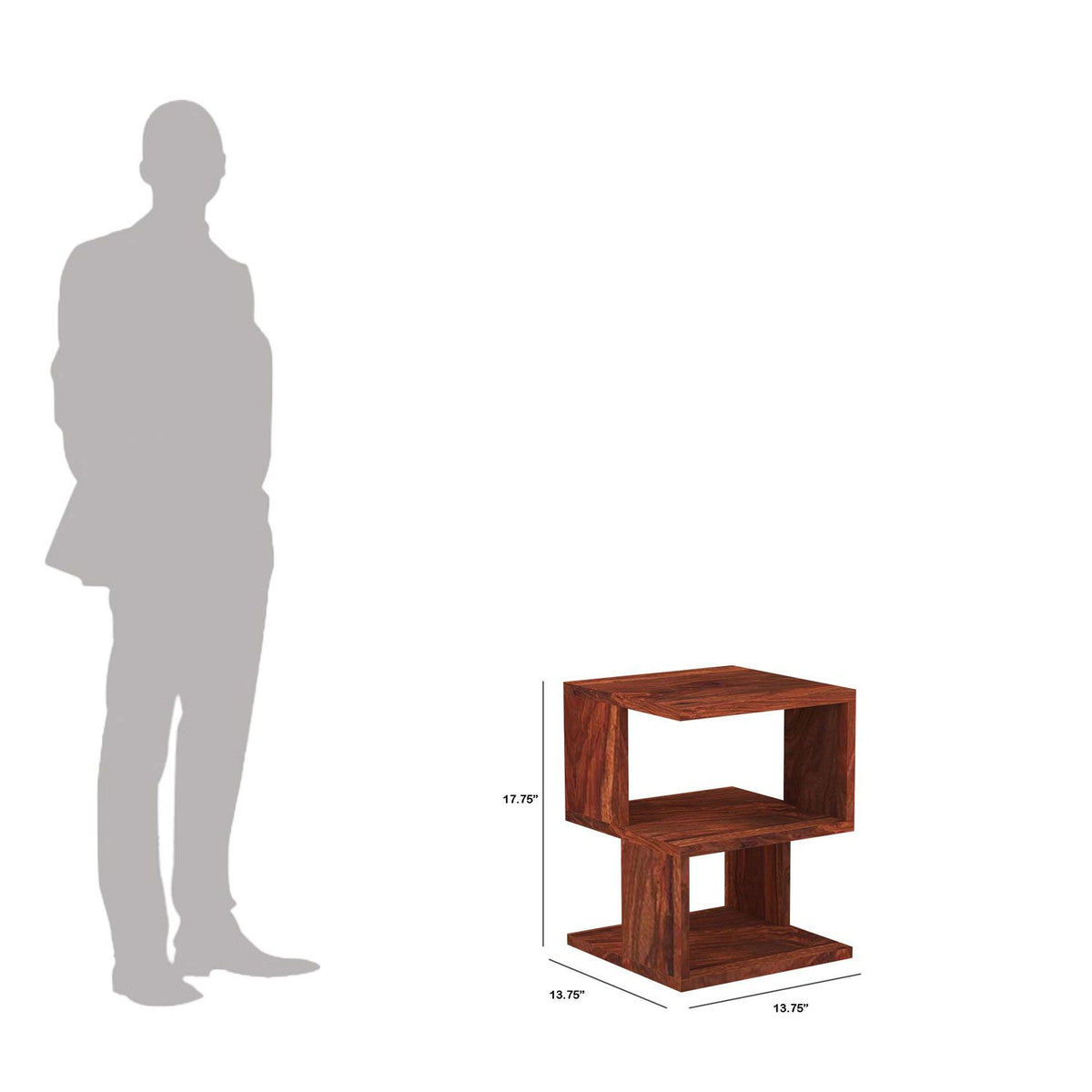 Revista Solid Sheesham Wood Side End Table (Natural Finish)