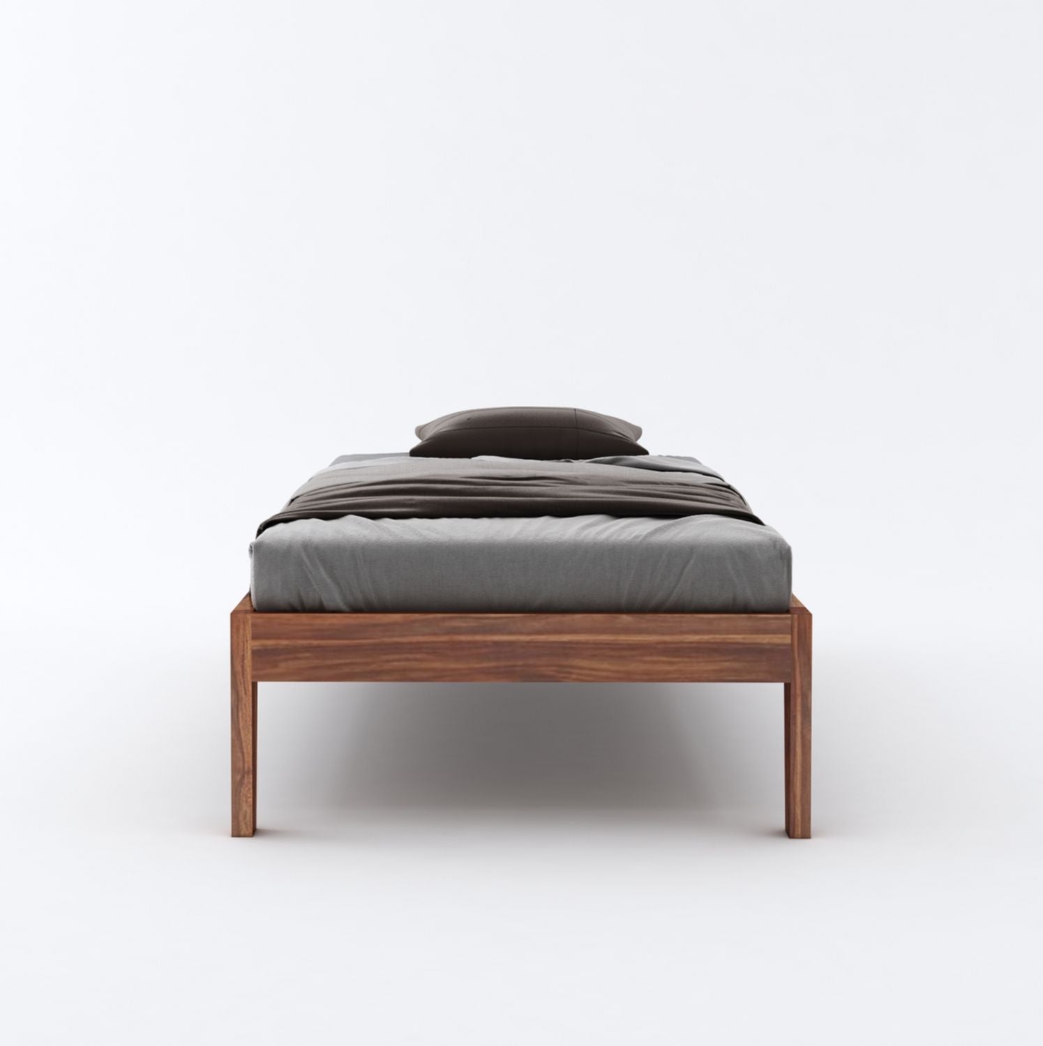Minimal Solid Sheesham Wood Single Bed Without Storage (Natural Finish)