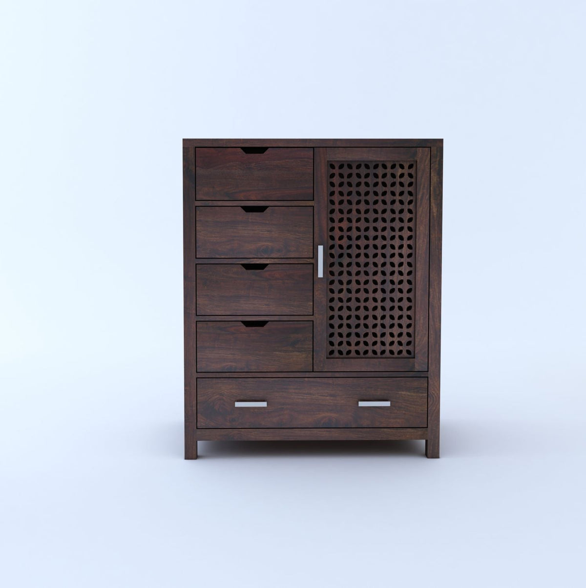 Monstro Solid Sheesham Wood Cheat of Drawers (Walnut Finish)